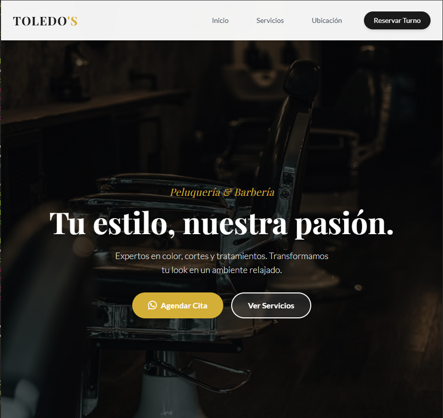 Sitio web para Toledo's Peluquería y Barbería en Munro